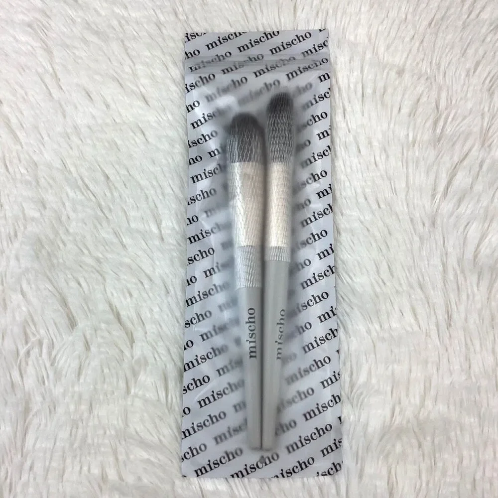 Mischo Beauty Blush Brush Set Grey Cream Liquid Powder 2pc NEW M101 M102